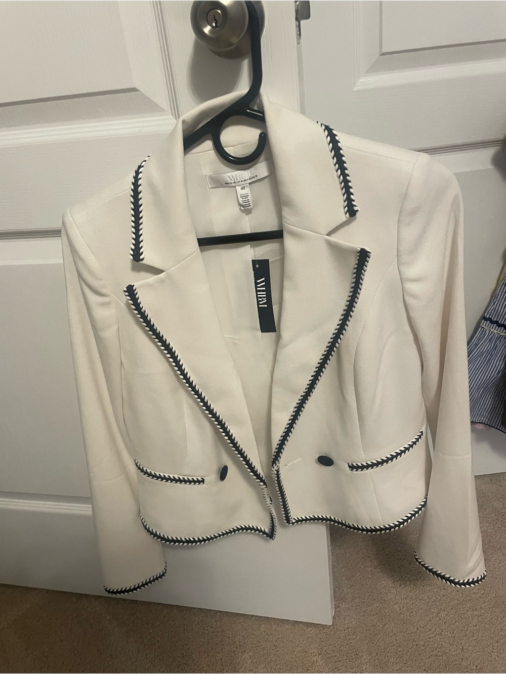 White House Black Market White Blazer with Black Trim
